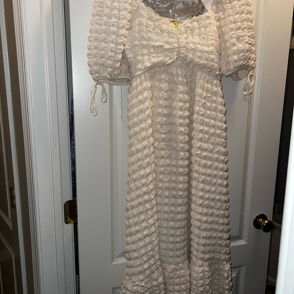 White Textured Dress by Rose